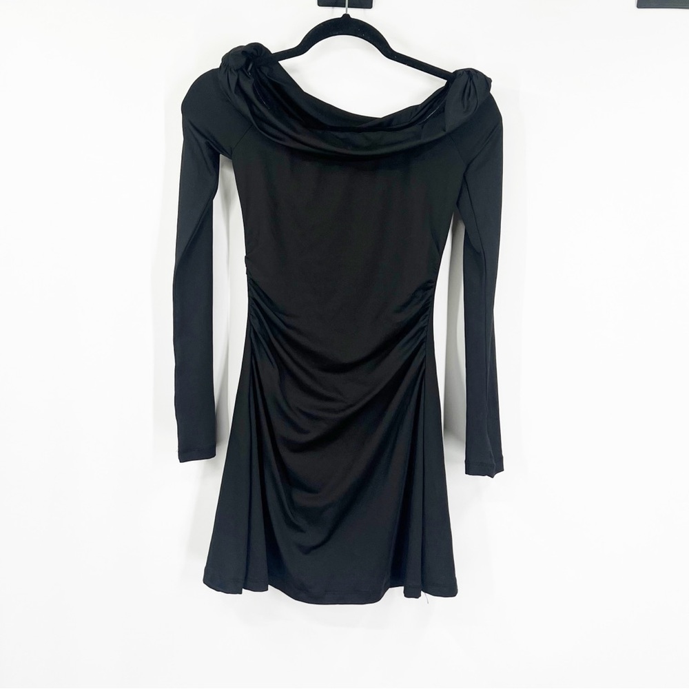 NIA Revolve Black Off-the-Shoulder Long Sleeve Dress